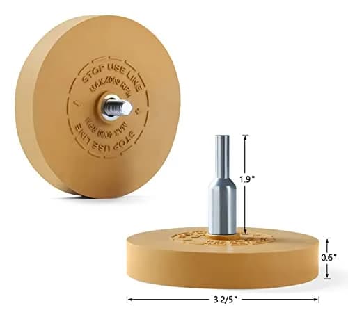 S SATC Decal Remover Eraser Wheel 2-Pack with Drill Adapter Kit | Removes Vinyl, Pinstripes & Graphics thumbnail 4