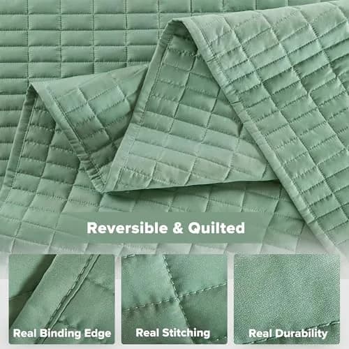 Comfort Spaces Oversized Bedspread Queen Quilt Set 102x118 Sage Green | All-Season Microfiber Cozy Cover thumbnail 6