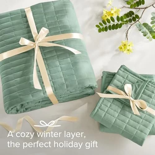 Comfort Spaces Oversized Bedspread Queen Quilt Set 102x118 Sage Green | All-Season Microfiber Cozy Cover thumbnail 7