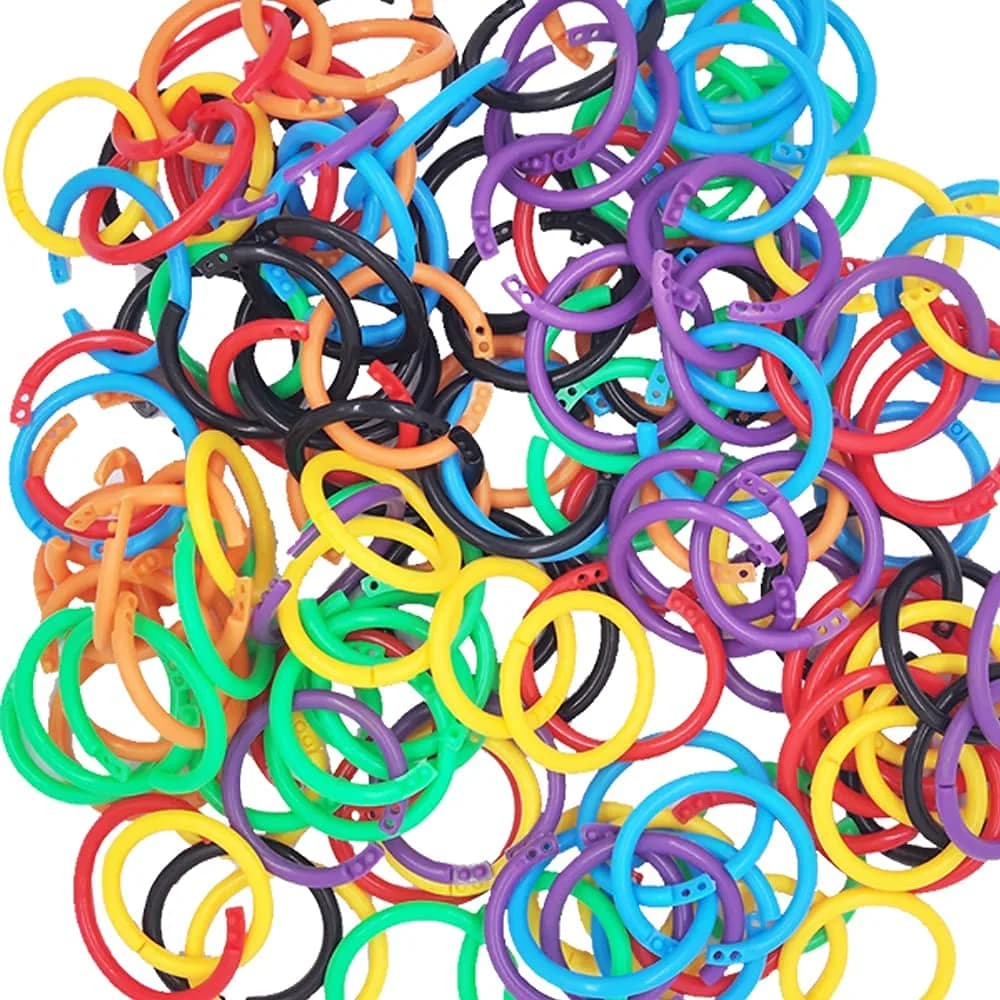 WJASI Plastic Binder Rings 1 Inch (25mm) | 140 Pack Colorful Keychain Clips for Index Cards, Scrapbooks, Documents - view 7