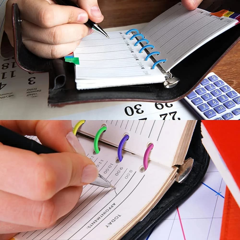 WJASI Plastic Binder Rings 1 Inch (25mm) | 140 Pack Colorful Keychain Clips for Index Cards, Scrapbooks, Documents - view 2