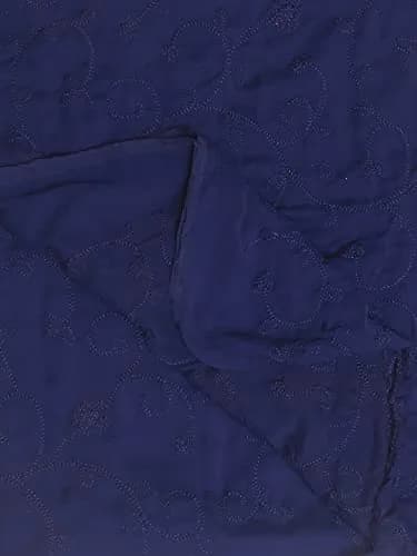 DUPATTA BAZAAR Women's Navy Blue Floral Embroidered Chiffon Dupatta | Soft & Elegant with Self-Coloured Embroidery thumbnail 5
