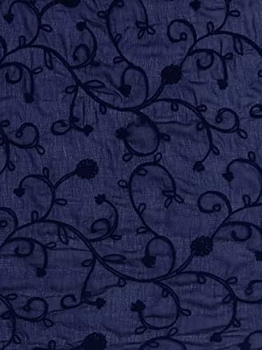 DUPATTA BAZAAR Women's Navy Blue Floral Embroidered Chiffon Dupatta | Soft & Elegant with Self-Coloured Embroidery thumbnail 2