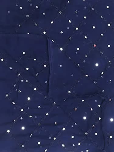 DUPATTA BAZAAR Women's Navy Blue Mirror Work & Embroidered Chiffon Dupatta | Elegant Festive Accessory thumbnail 5