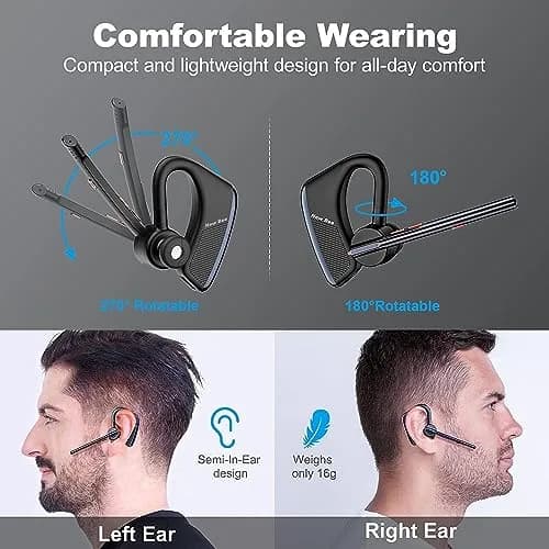 New Bee Bluetooth Headset M50 Wireless Earphone 24Hrs Talktime Blue | Noise Cancelling & Long Battery thumbnail 5