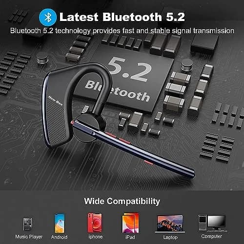 New Bee Bluetooth Headset M50 Wireless Earphone 24Hrs Talktime Blue | Noise Cancelling & Long Battery thumbnail 6