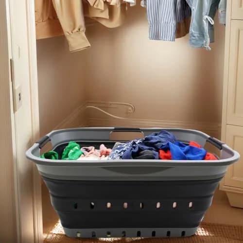 SAMMART 42L Collapsible Laundry Basket | Space Saving Foldable Storage (70-120c) thumbnail 4
