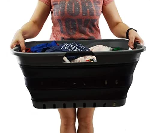 SAMMART 42L Collapsible Laundry Basket | Space Saving Foldable Storage (70-120c) thumbnail 7