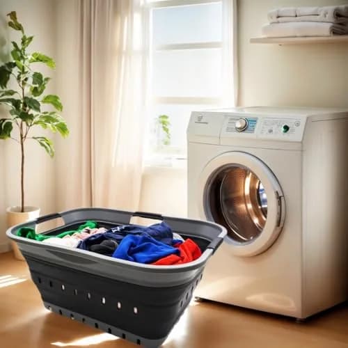 SAMMART 42L Collapsible Laundry Basket | Space Saving Foldable Storage (70-120c) thumbnail 3