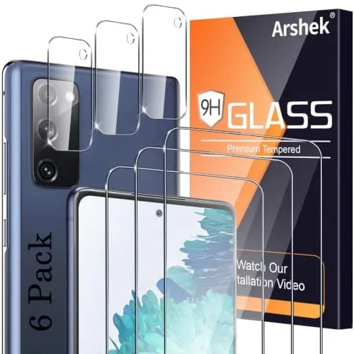 Arshek Tempered Glass Screen Protector and Camera Protector for Samsung Galaxy S20 FE 5G/4G | 6 Pack thumbnail 1