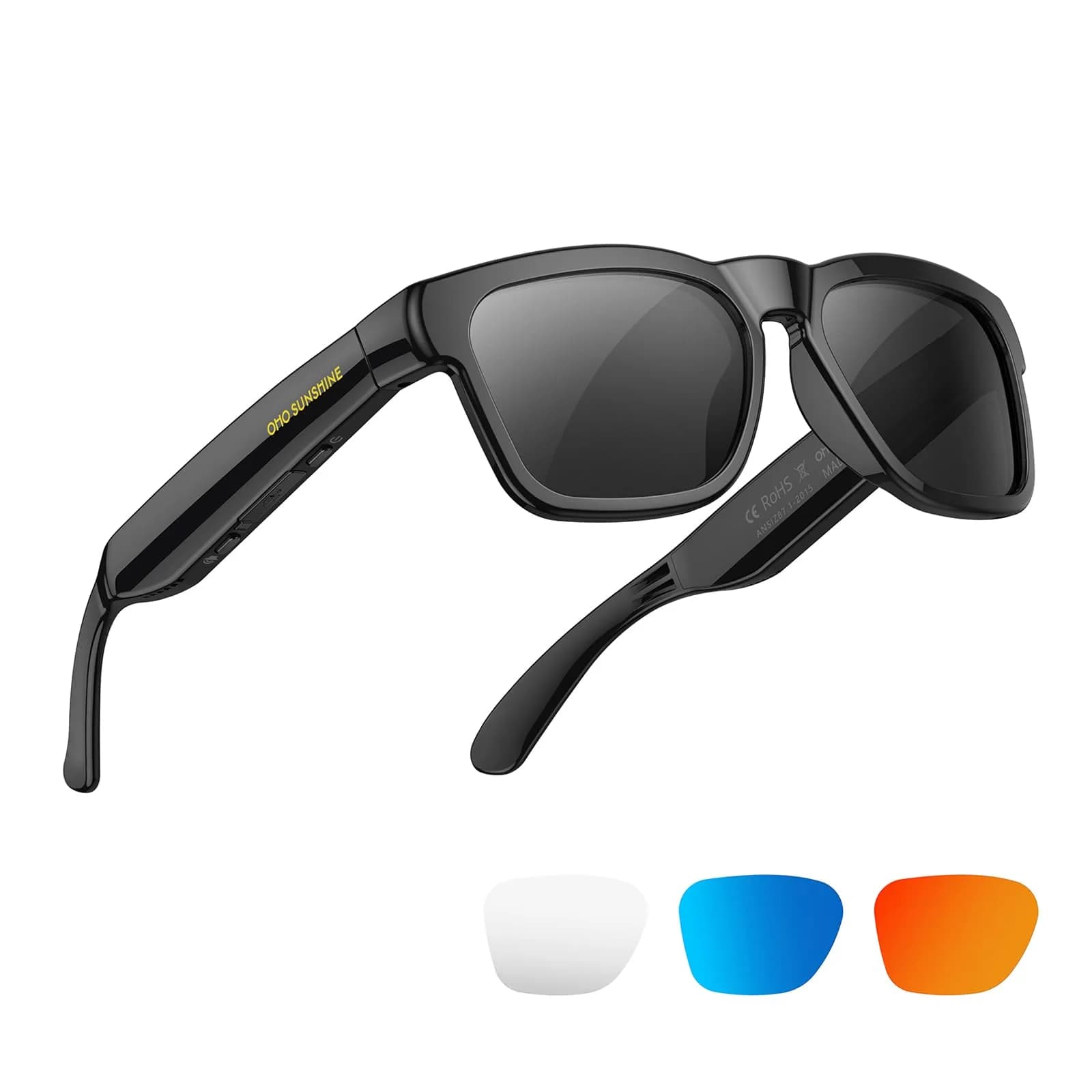 OhO Open Ear Smart Glasses, Bluetooth 5.0 Sunglasses with UV400 Polarized Lenses & Voice Control | 34g (1.2oz)