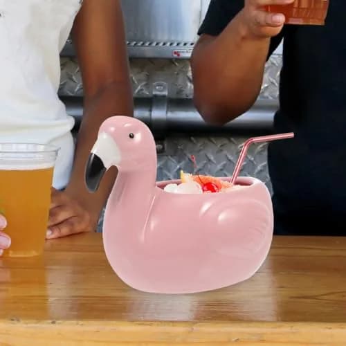 IMIKEYA Ceramic Flamingo Tiki Mug 10.5cm (4.13in) | Unique Hawaiian Party Drinkware thumbnail 8