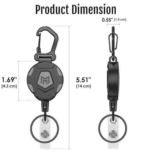 MNGARISTA Heavy Duty Retractable Badge Holder with Carabiner & 31.5” Steel Cord | Secure Key & ID Access thumbnail 5