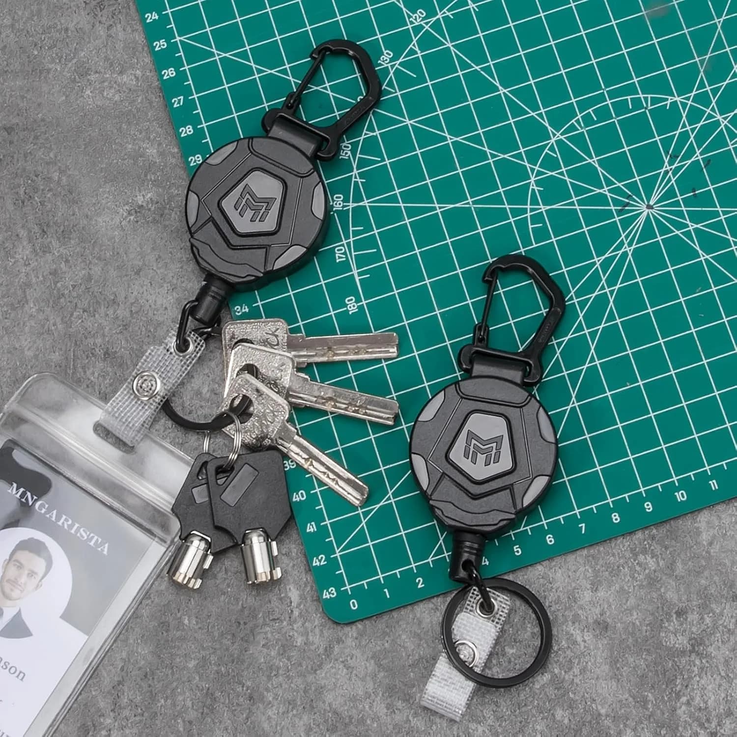 MNGARISTA Heavy Duty Retractable Badge Holder with Carabiner & 31.5” Steel Cord | Secure Key & ID Access - view 2
