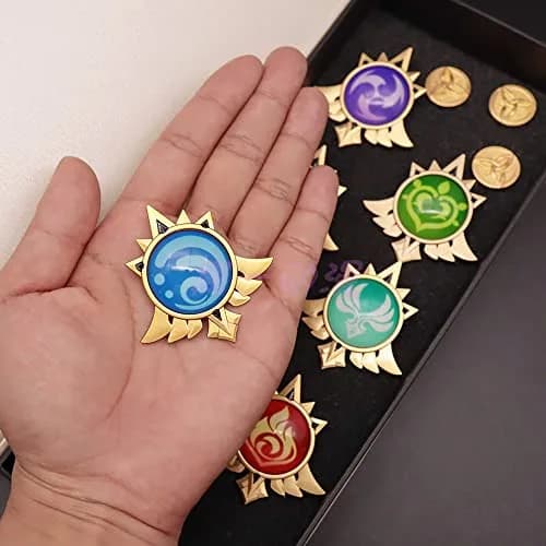 SONGCHANGJEWELRY Vision Brooch Pins (Anemo) | Unisex Zinc Brooch with Gold Stone, Glossy Finish thumbnail 4