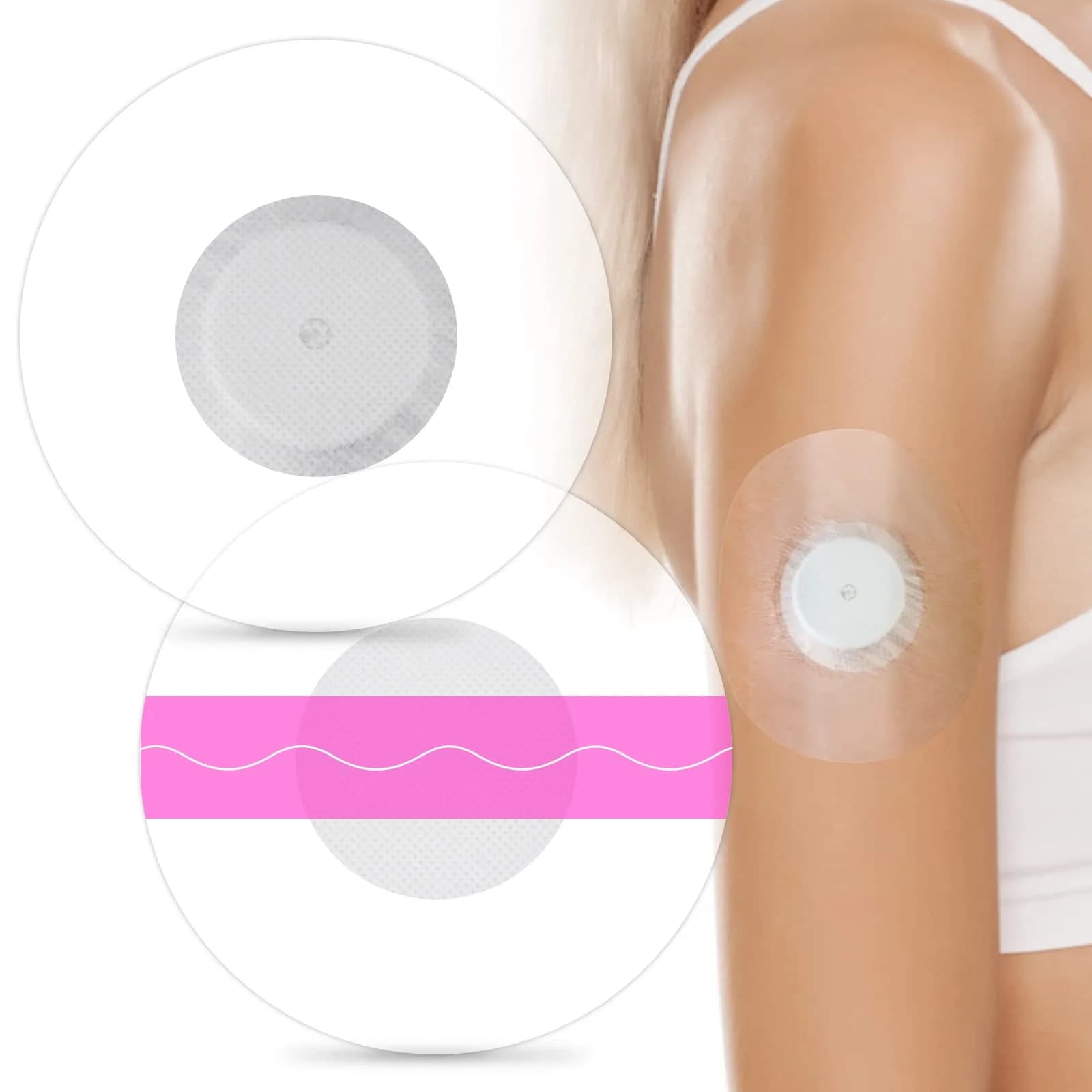 HONYOU Libre 3 Plus Sensor Covers Pink 40 Count | Waterproof Adhesive Patches for Freestyle Bandage — Pink / 60Pcs for Libre 2