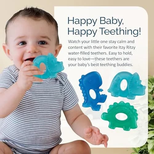 Itzy Ritzy Water-Filled Teethers for Teething Relief | Set of 3 Dinosaur Silicone Teethers, Baby 0-6 Months thumbnail 5