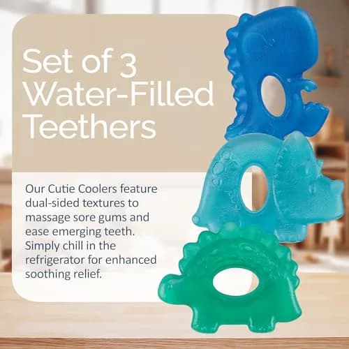 Itzy Ritzy Water-Filled Teethers for Teething Relief | Set of 3 Dinosaur Silicone Teethers, Baby 0-6 Months thumbnail 2