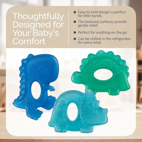 Itzy Ritzy Water-Filled Teethers for Teething Relief | Set of 3 Dinosaur Silicone Teethers, Baby 0-6 Months thumbnail 4