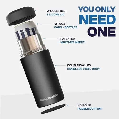Frost Buddy Universal Can Cooler - 12oz/16oz Slim & Regular Cans, Bottles | Fits 5 Sizes, Keeps Drinks Cold 24 Hrs thumbnail 3
