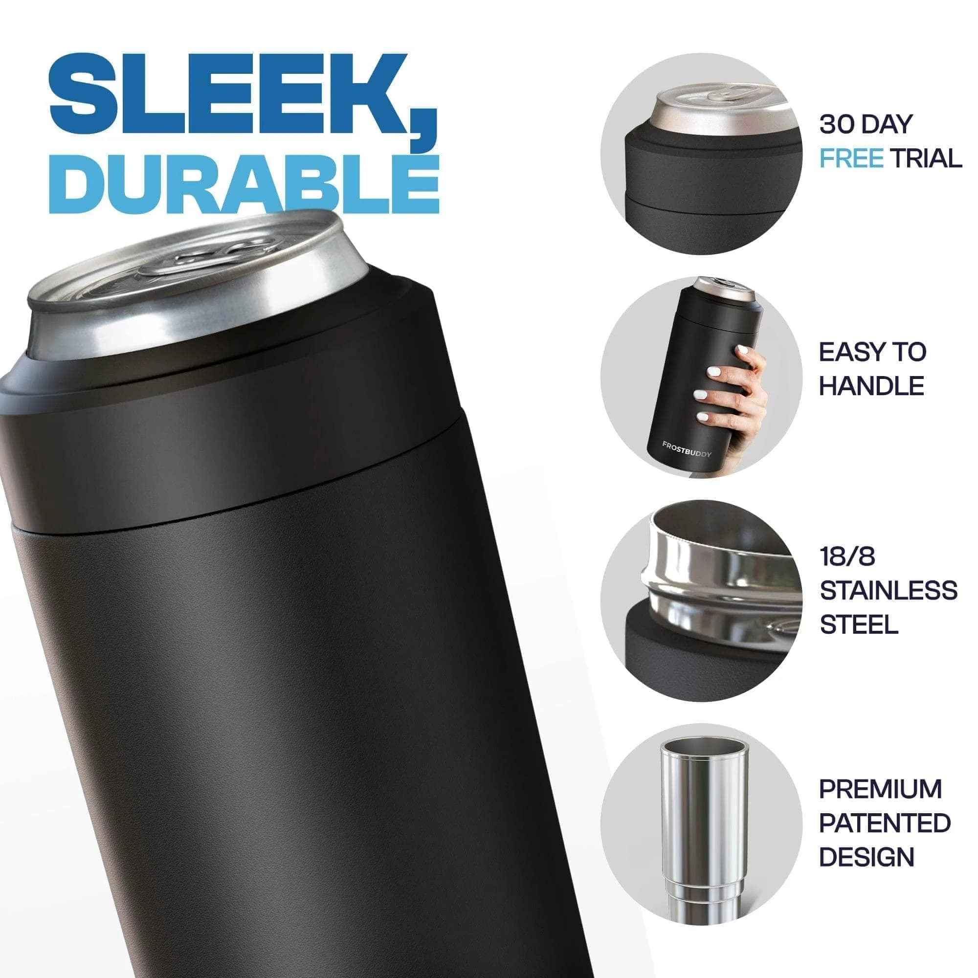 Frost Buddy Universal Can Cooler - 12oz/16oz Slim & Regular Cans, Bottles | Fits 5 Sizes, Keeps Drinks Cold 24 Hrs - view 4