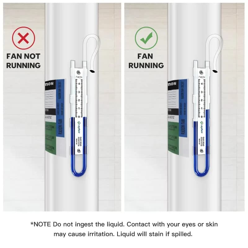 XYF Air Easy Read Manometer U-Tube Pressure Indicator 0-4.5" WC (Blue) | Differential U-Tube Manometer for Radon Systems thumbnail 4