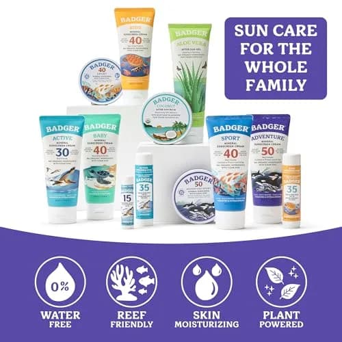 Badger SPF 50 Sport Mineral Sunscreen Cream 70ml (2.4 Fl Oz) | Broad Spectrum UVA/UVB Protection thumbnail 6
