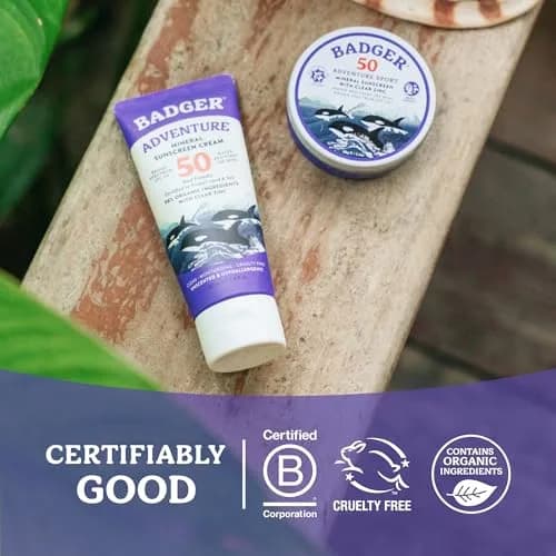 Badger SPF 50 Sport Mineral Sunscreen Cream 70ml (2.4 Fl Oz) | Broad Spectrum UVA/UVB Protection thumbnail 9