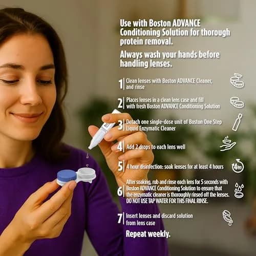 Boston One Step Liquid Enzymatic Cleaner RGP Lens, 15 Count | Protein Deposit Removal for Rigid Gas Permeable Lenses thumbnail 6