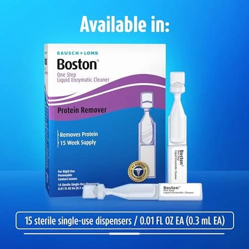 Boston One Step Liquid Enzymatic Cleaner RGP Lens, 15 Count | Protein Deposit Removal for Rigid Gas Permeable Lenses thumbnail 7