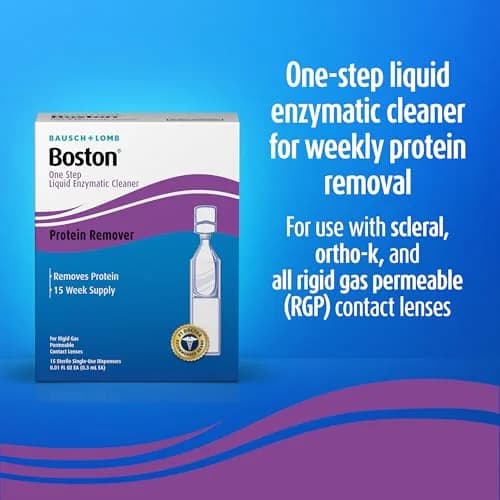 Boston One Step Liquid Enzymatic Cleaner RGP Lens, 15 Count | Protein Deposit Removal for Rigid Gas Permeable Lenses thumbnail 2
