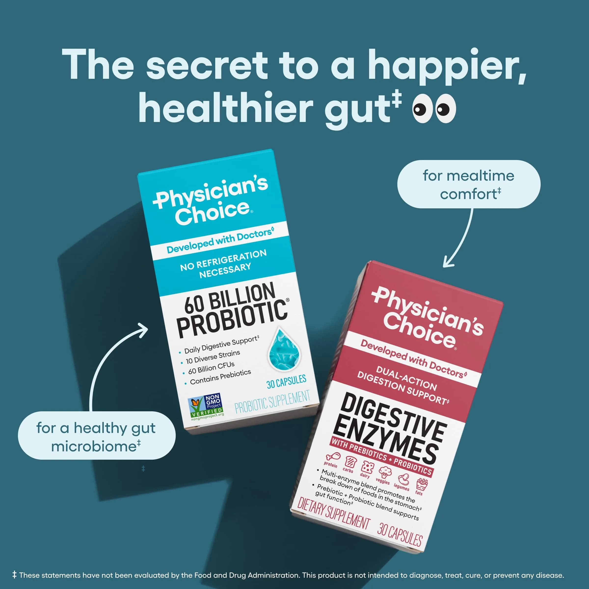 Physician's CHOICE Probiotics 60 Billion CFU - 10 Strains + Organic Prebiotics - 60 Capsules | Supports Gut Health & Digestion - view 5