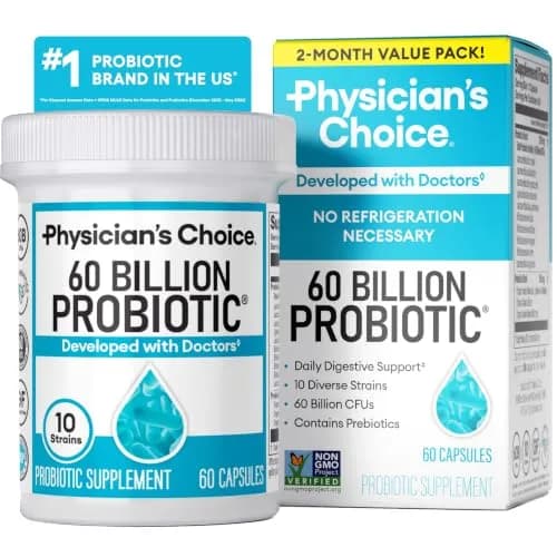 Physician's CHOICE Probiotics 60 Billion CFU - 10 Strains + Organic Prebiotics - 60 Capsules | Supports Gut Health & Digestion thumbnail 1