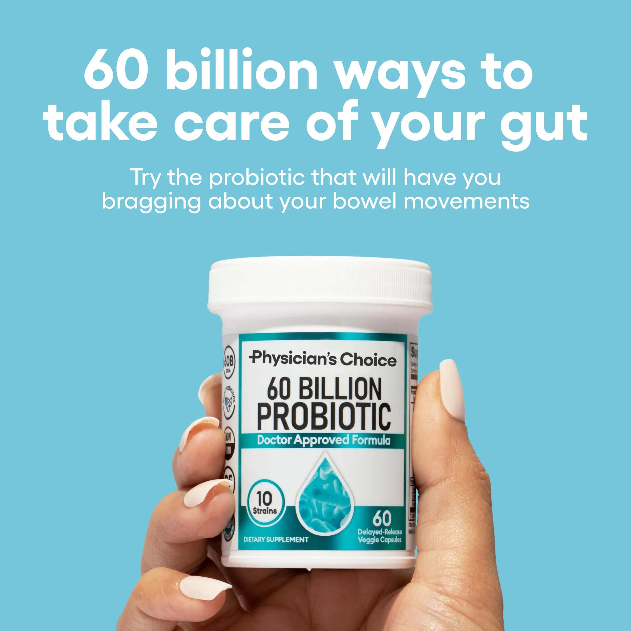 Physician's CHOICE Probiotics 60 Billion CFU - 10 Strains + Organic Prebiotics - 60 Capsules | Supports Gut Health & Digestion - view 2