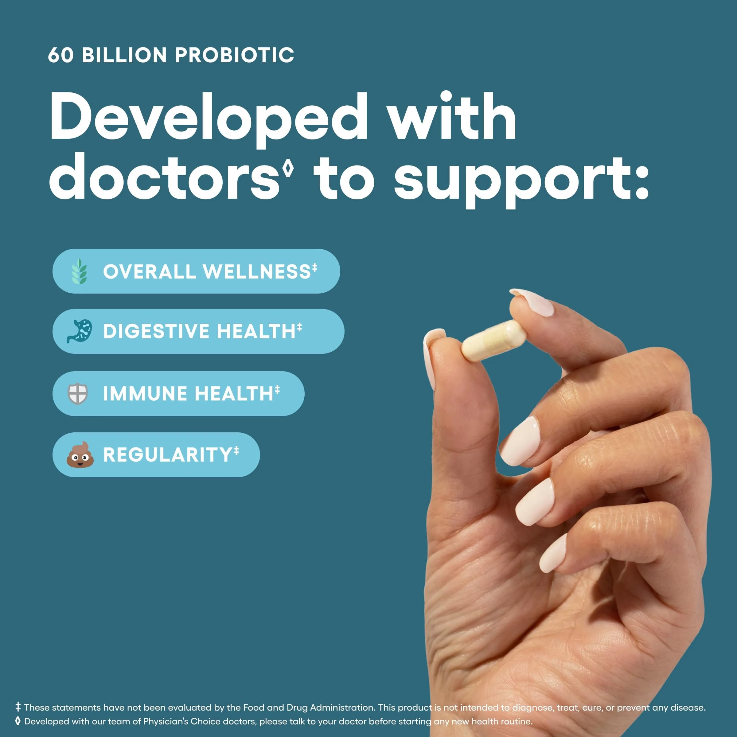 Physician's CHOICE Probiotics 60 Billion CFU - 10 Strains + Organic Prebiotics - 60 Capsules | Supports Gut Health & Digestion - view 3