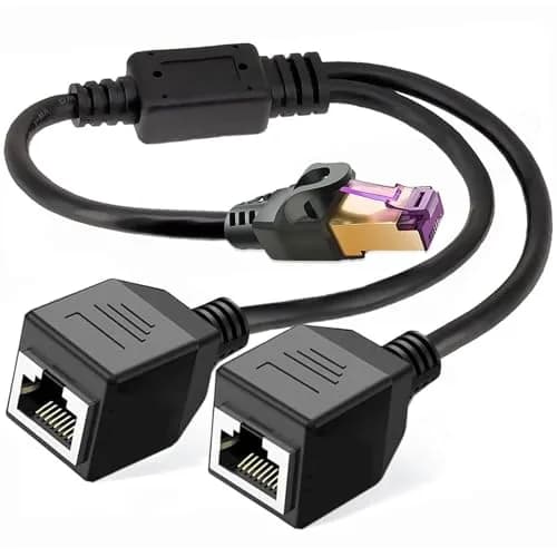 ukiism Ethernet Splitter 1 to 2, RJ45 Male to 2 Female Ports, 0.3m (1ft) Cable | Cat7, Cat6, Cat5e Compatible thumbnail 1
