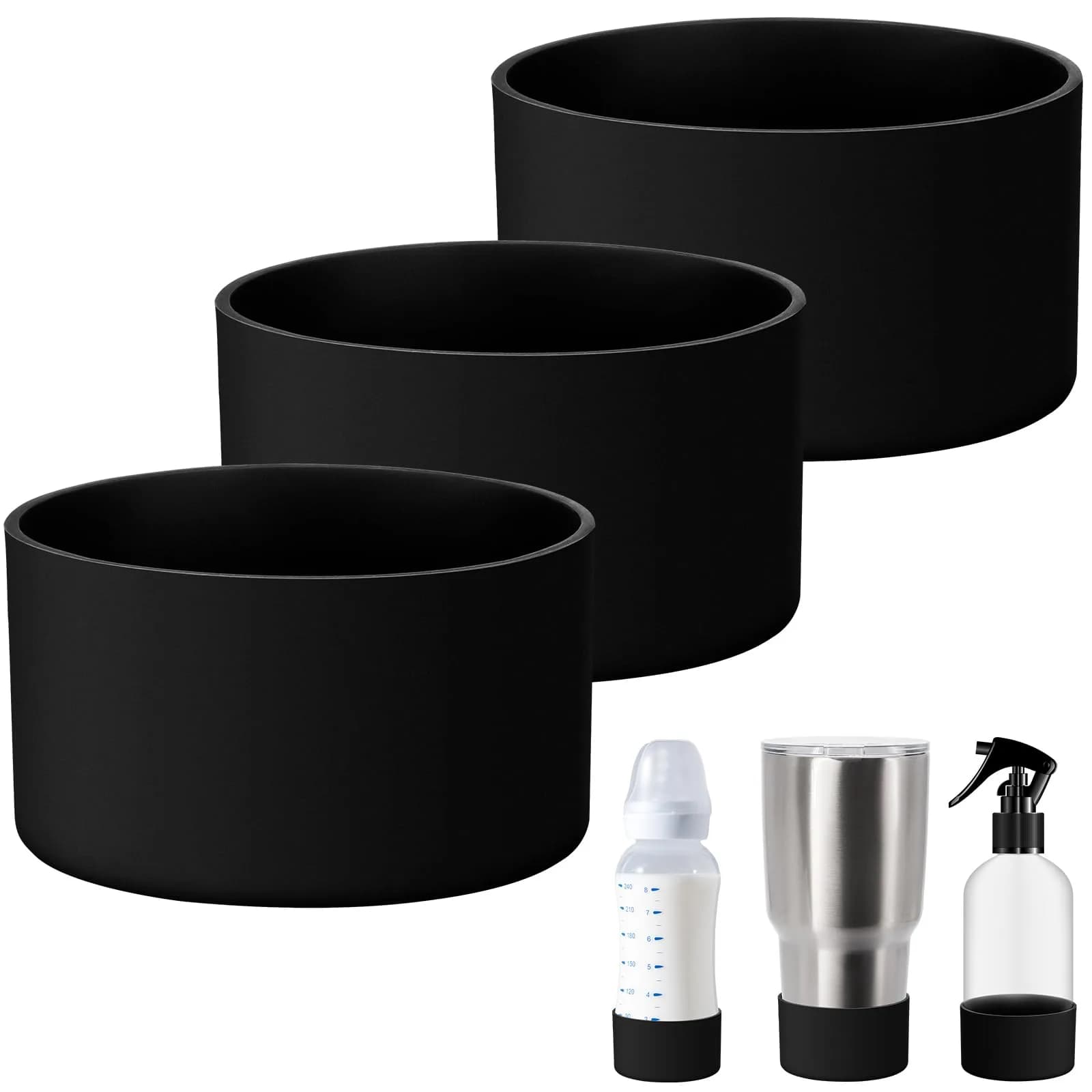 Honeydak Silicone Sleeve for Glass Spray Bottle Boot, Black | Elastic, Non-slip, Protects & Warms Hands — Black