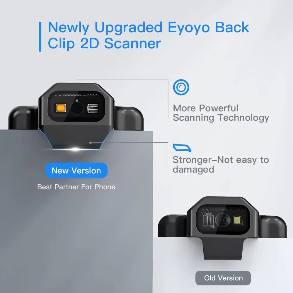 Eyoyo Bluetooth Back Clip QR Code Scanner 90g (3.1oz) | Scans 1D & 2D Barcodes from Phone Screens - view 7