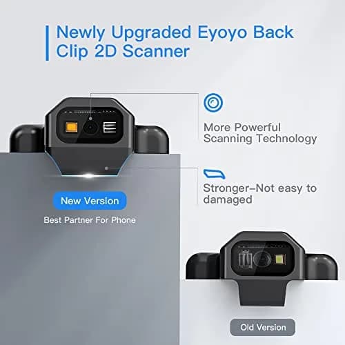 Eyoyo Bluetooth Back Clip QR Code Scanner 90g (3.1oz) | Scans 1D & 2D Barcodes from Phone Screens thumbnail 7