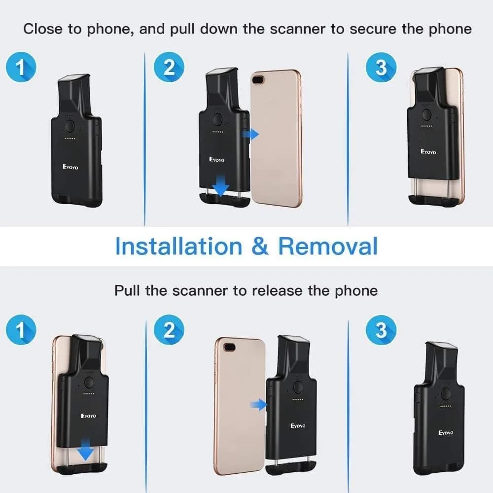 Eyoyo Bluetooth Back Clip QR Code Scanner 90g (3.1oz) | Scans 1D & 2D Barcodes from Phone Screens - view 9