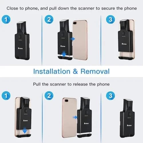 Eyoyo Bluetooth Back Clip QR Code Scanner 90g (3.1oz) | Scans 1D & 2D Barcodes from Phone Screens thumbnail 9