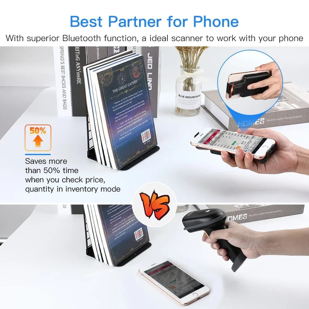 Eyoyo Bluetooth Back Clip QR Code Scanner 90g (3.1oz) | Scans 1D & 2D Barcodes from Phone Screens - view 2