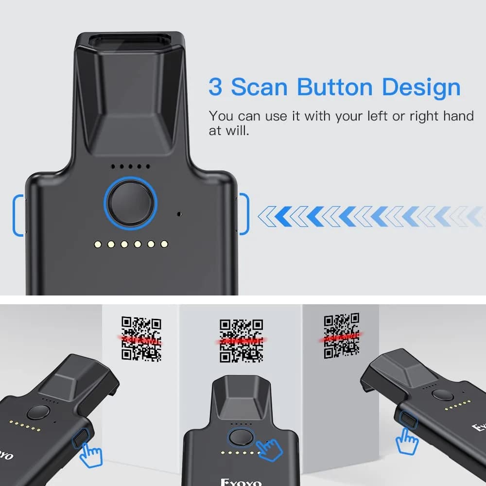 Eyoyo Bluetooth Back Clip QR Code Scanner 90g (3.1oz) | Scans 1D & 2D Barcodes from Phone Screens - view 4