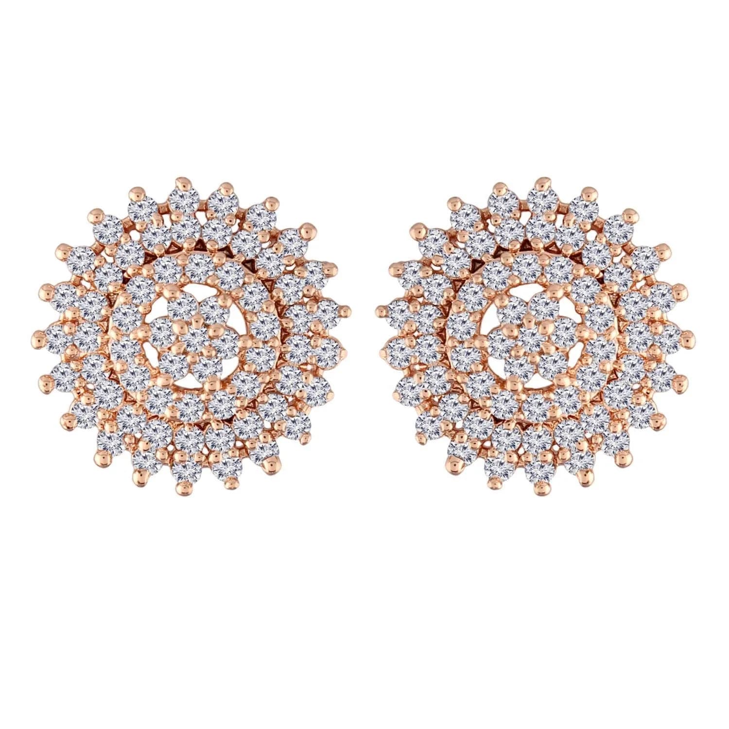I Jewels Rose Gold Plated Stud Earrings for Women | Cubic Zirconia, Lightweight, Versatile (70-120 chars) — Style 2