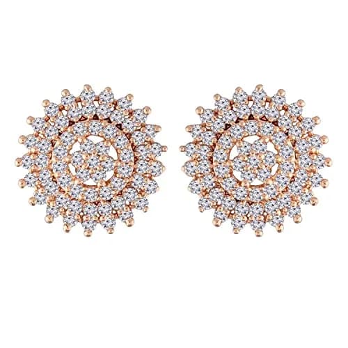 I Jewels Rose Gold Plated Stud Earrings for Women | Cubic Zirconia, Lightweight, Versatile (70-120 chars) thumbnail 1