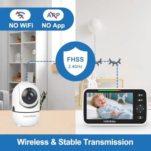 HelloBaby HB6550 No WiFi Baby Monitor 5" Screen with Camera & 2-Way Talk | 30-Hour Battery & 1000ft Range thumbnail 5