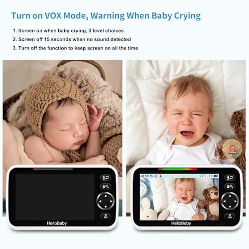 HelloBaby HB6550 No WiFi Baby Monitor 5" Screen with Camera & 2-Way Talk | 30-Hour Battery & 1000ft Range thumbnail 6