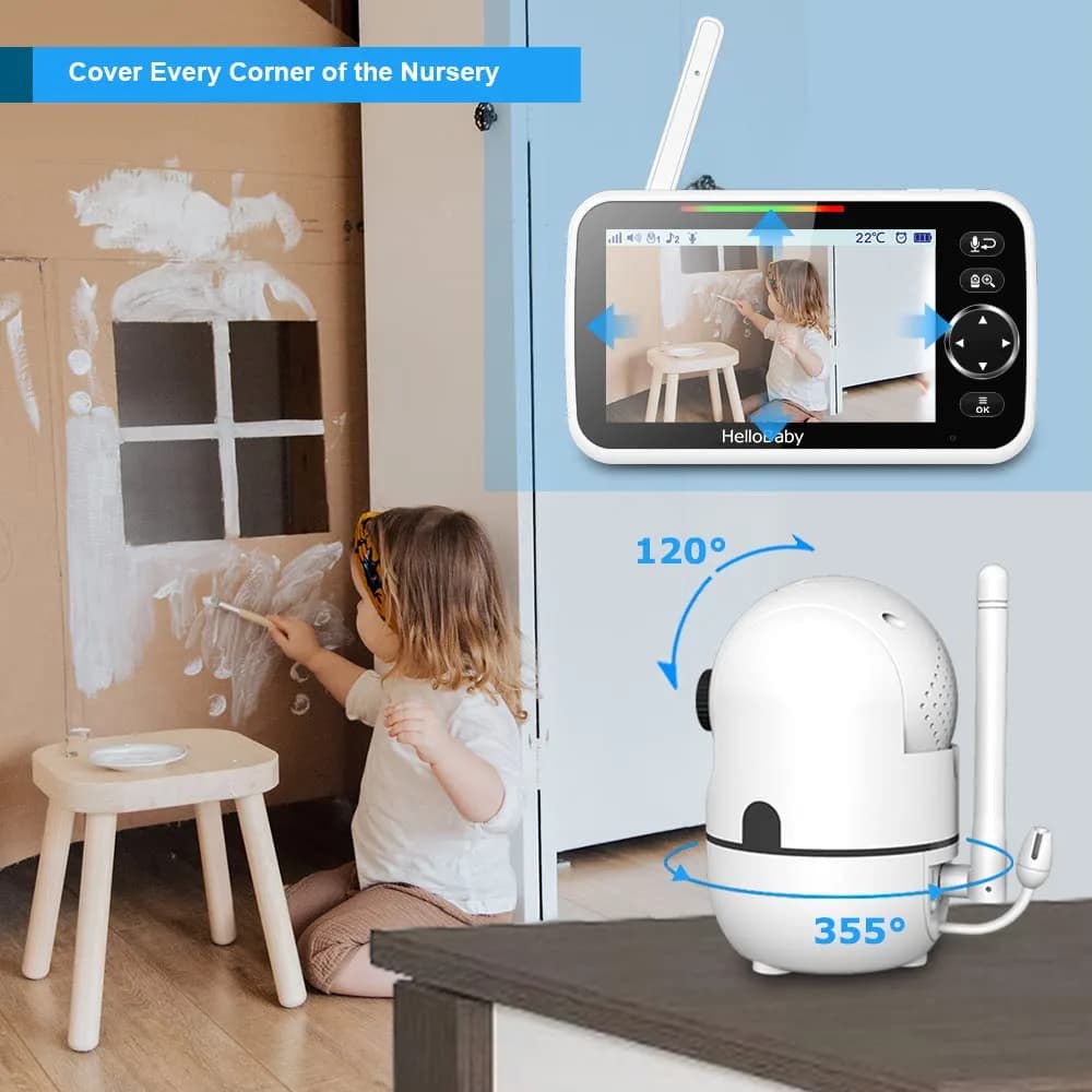 HelloBaby HB6550 No WiFi Baby Monitor 5" Screen with Camera & 2-Way Talk | 30-Hour Battery & 1000ft Range - view 7