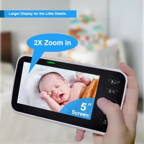 HelloBaby HB6550 No WiFi Baby Monitor 5" Screen with Camera & 2-Way Talk | 30-Hour Battery & 1000ft Range thumbnail 8