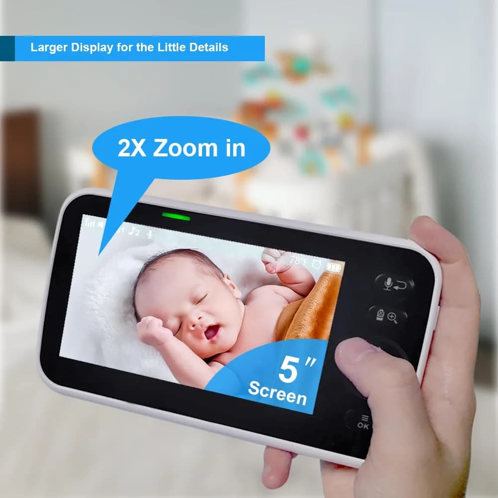 HelloBaby HB6550 No WiFi Baby Monitor 5" Screen with Camera & 2-Way Talk | 30-Hour Battery & 1000ft Range - view 8
